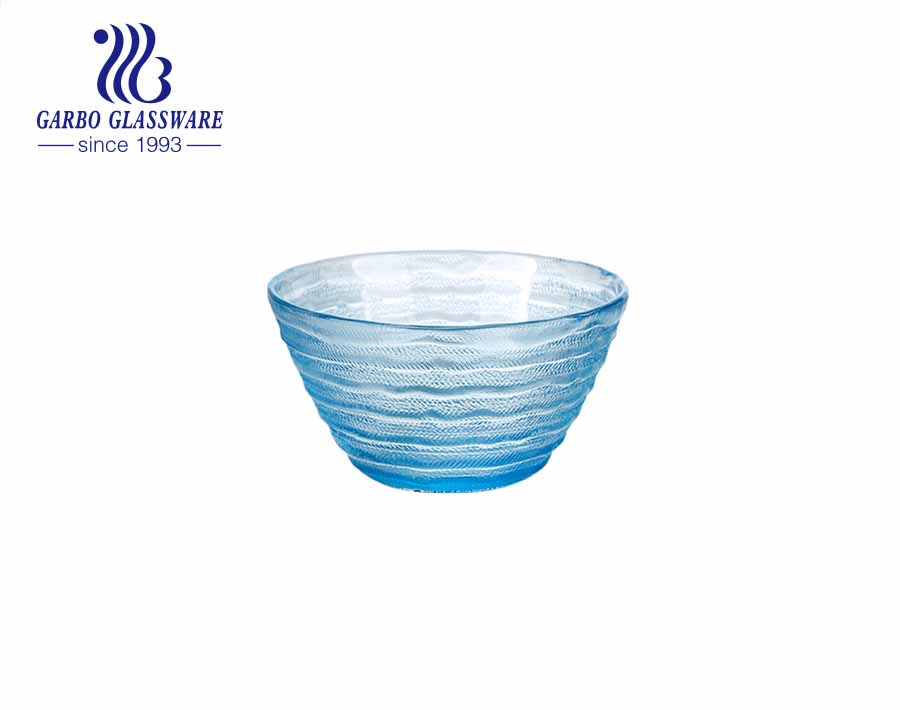 Handblown solid color water blue crystal glass thiết kế khắc bên ngoài mịn bên trong với giá sỉ