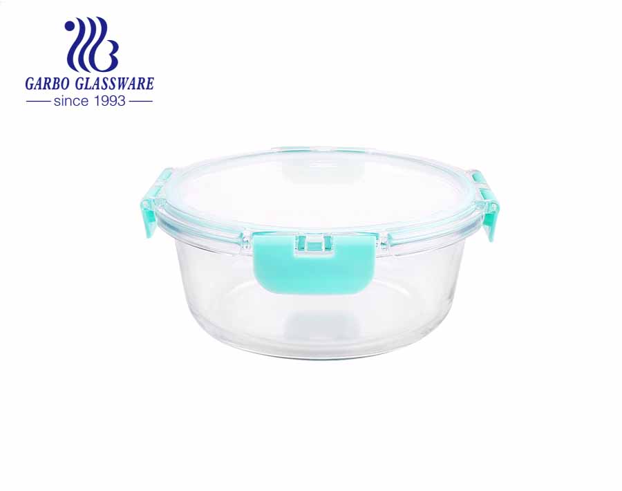 Capacity of 400ml round glass food lunch containers with leak proof lids