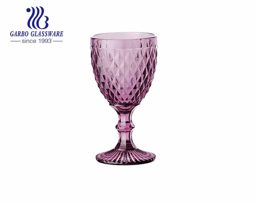 Vasos de vidrio con diseño de diamante grande de 300 ml para beber vino para la decoración del hogar