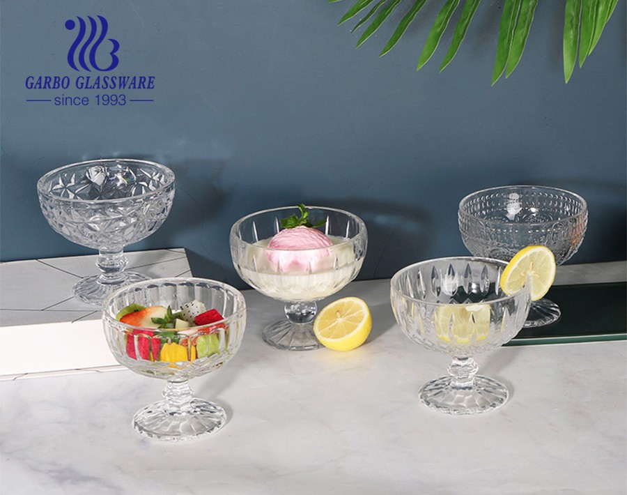 Sun Flower Series Naher Osten Hot Selling 8oz Glas Eisbecher Glas Dessertschale