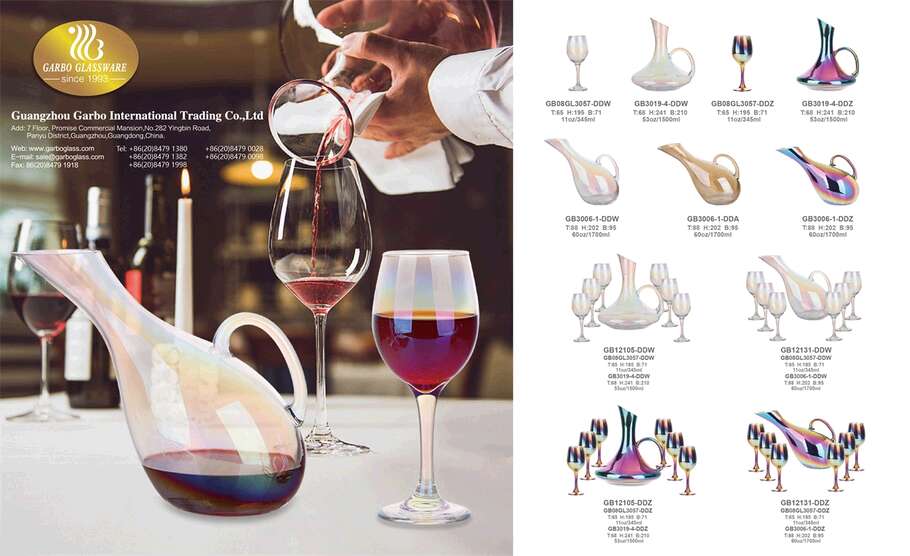 Promotions hebdomadaires Garbo: Ensemble à vin en verre coloré avec placage ionique
