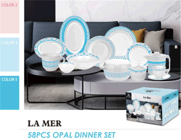 Garbo's new and most popular opal glass dinner sets
