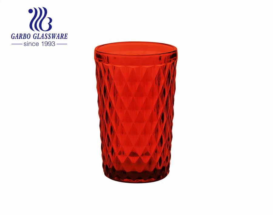 12oz Diamant Wasserglas Becher für Heimdekoration Restaurant mit gefärbt