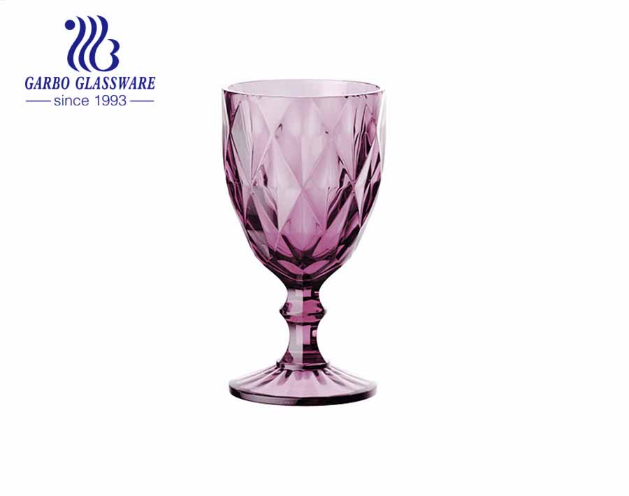 300ml purple color hot sale glass goblets for water and juice drinking