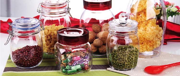 Glass storage jars set of 5 spice cookie pasta jar set kitchen canister sets450ml 950ml 1300ml with screw lid