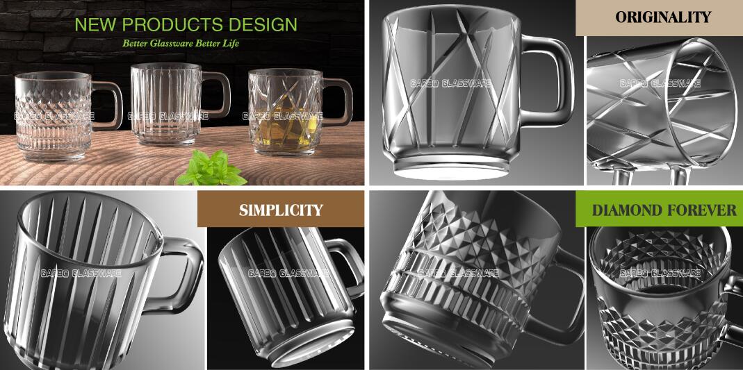 3 new designs coffee drinking glass mugs