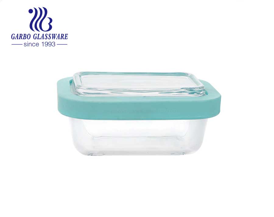 Recipiente de armazenamento de alimentos de vidro de brosilicato seguro para micro-ondas de venda quente, caixa de bento de refrigerante de vidro 320ml