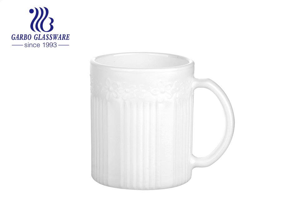 Garbo neues Design Personalisierter Druck Milky White Opal Glass 11oz Glaskaffeetasse