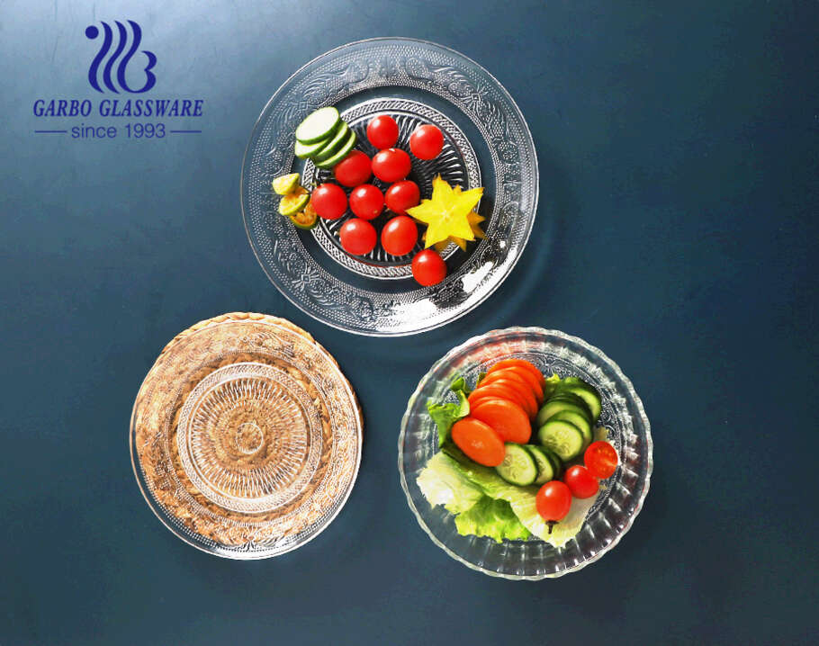 Assiette de fruits en verre vintage de 9 pouces en gros clair avec un design élégant