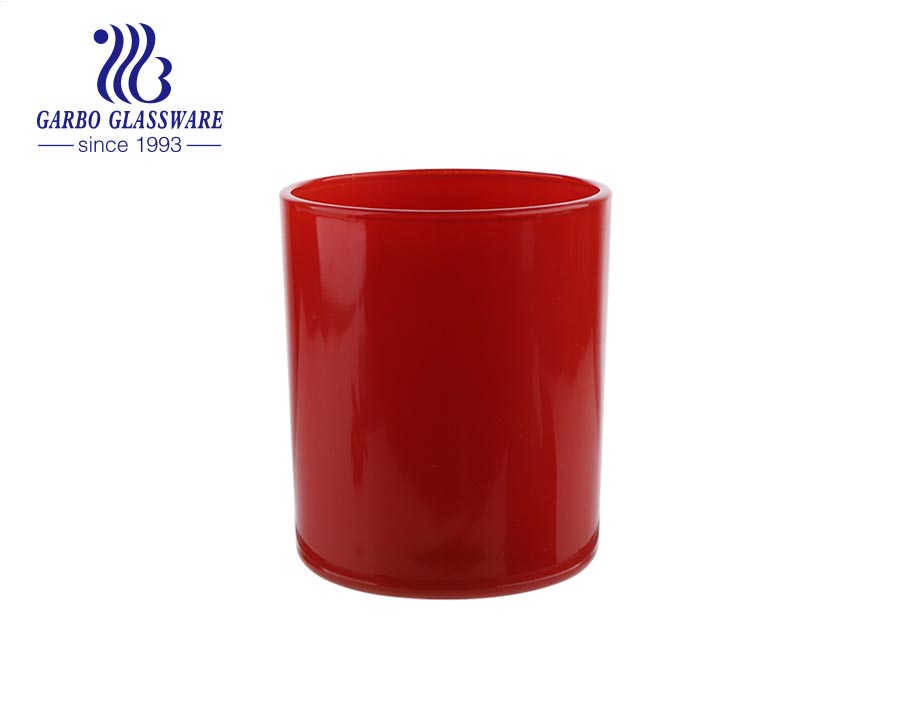 wholesale machine blown red glass candle jar with high quality