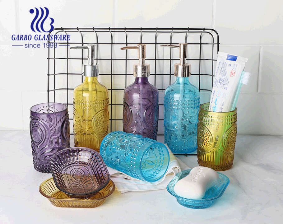 Garbo brand hotel glass bathroom accessories set for your choices and welcome to order