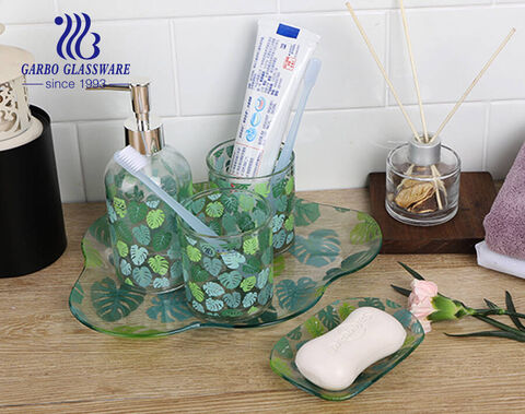 Garbo brand hotel glass bathroom accessories set for your choices and welcome to order