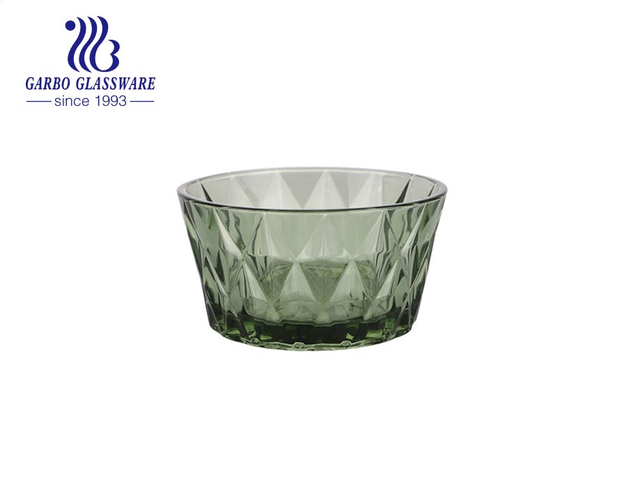 Tigela de sorvete de sobremesa com design de diamante verde oliva vintage feita à máquina com preço de fábrica