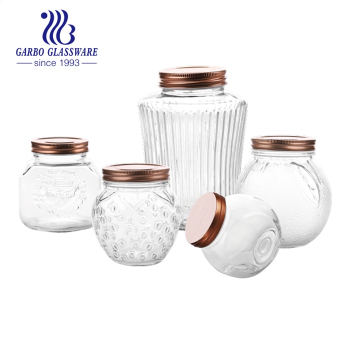 Nice storage jars recommended: Glass storage container jars with rose gold metal lid