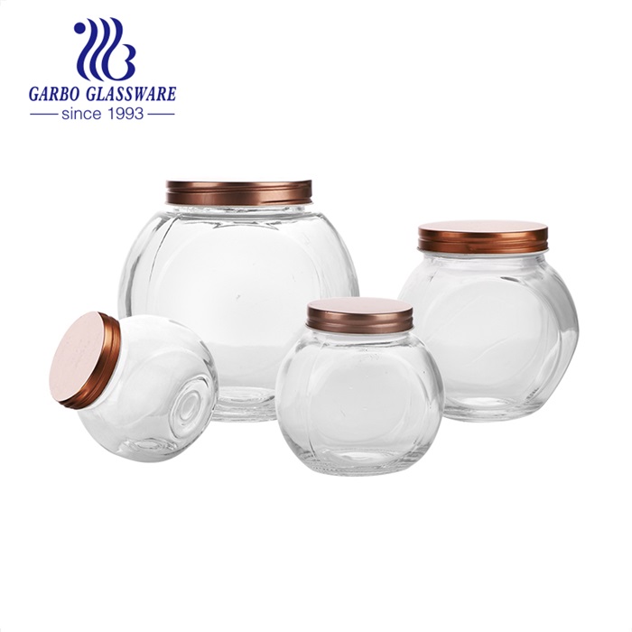 Nice storage jars recommended: Glass storage container jars with rose gold metal lid