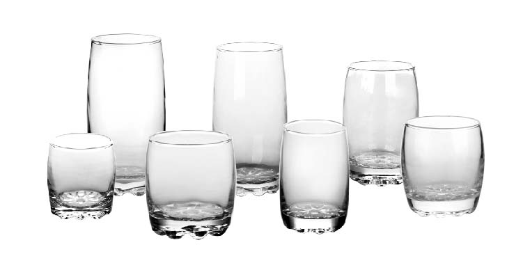 Premium transparency laser cut rim glass tumblers for beverage juice serving