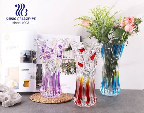 strong and heavy base floor top  glass vase colored glass flora glasses holder