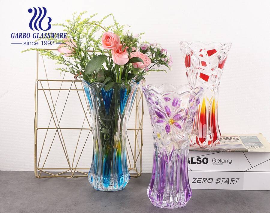 strong and heavy base floor top  glass vase colored glass flora glasses holder