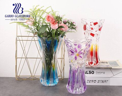 starker und schwerer Sockel Bodenplatte Glasvase farbiges Glas Flora Gläserhalter