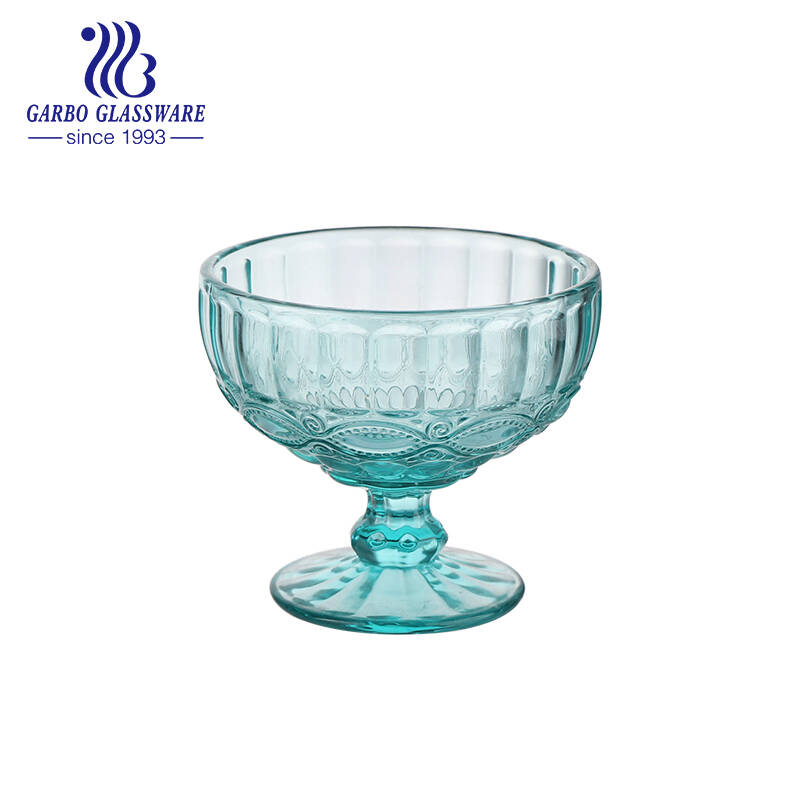 luxury solid color glass ice cream glass cup