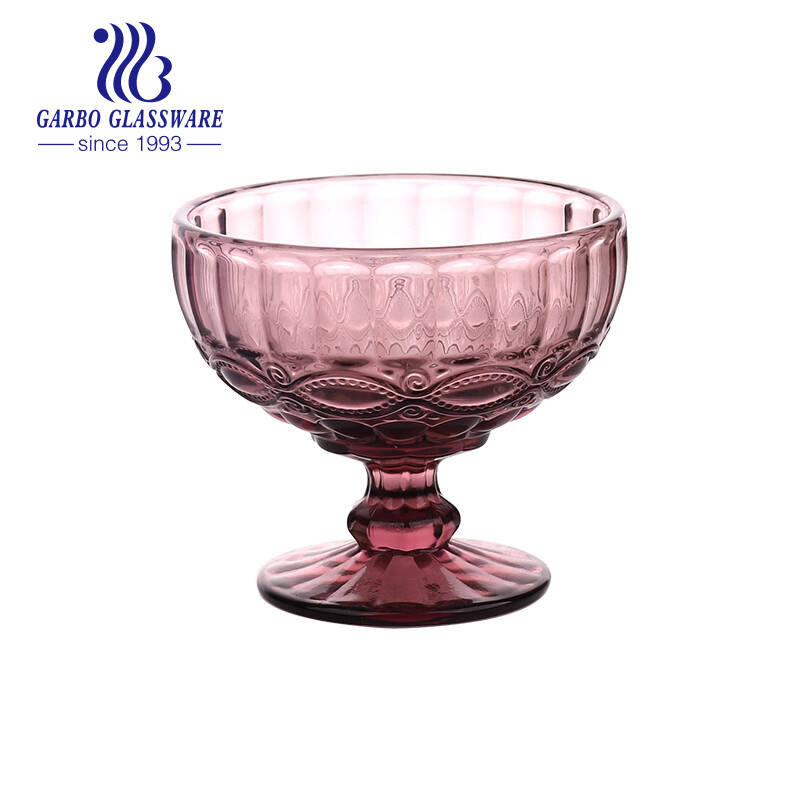 luxury solid color glass ice cream glass cup