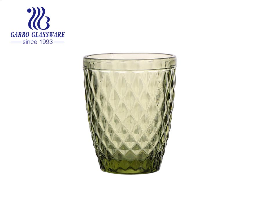 270ml green color water drinking glass tumblers for hotel