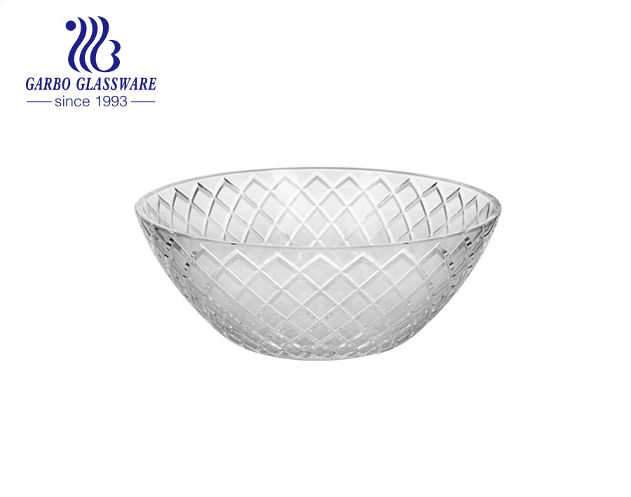 5 inch round hammer pattern glass fruit salad bowl with customized design for dinner table for supermarket