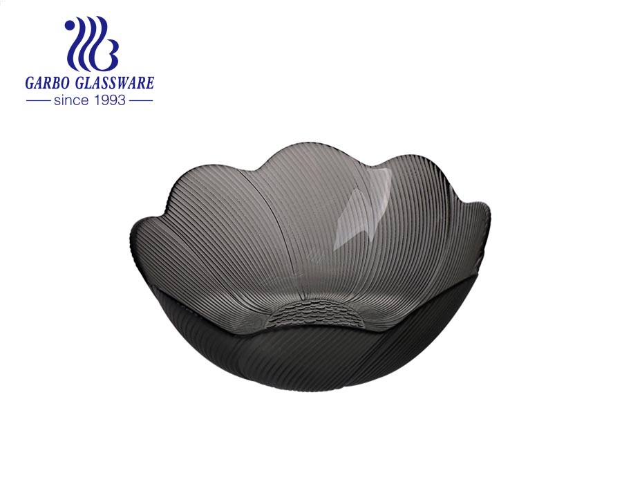 1.1L high quality solid black color glass salad bowls for home