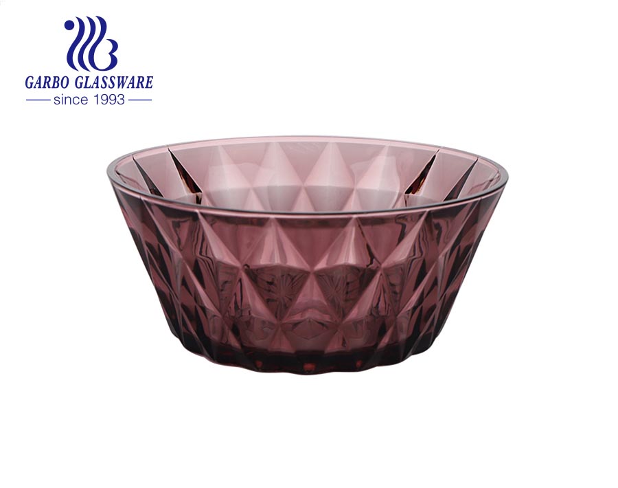 2L high quality purple color glass bowls for home decoration salad glassware