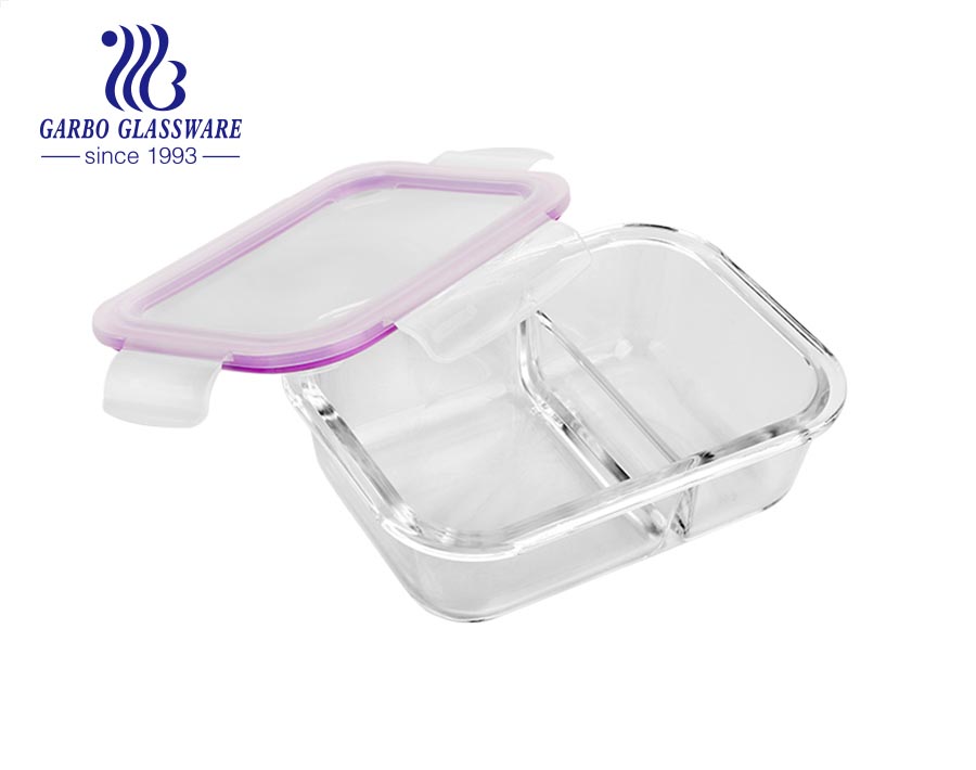 Eco Friendly Microwavable Women Lunch Box Bag Glass Rectangular Silicone Food Packaging Meal Prep Bento Lunch Box Food Container