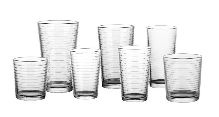 250 مللي -450 مللي زجاج شفاف أكواب عصير زجاجية شرب الماء مع نقش شريطي متقاطع