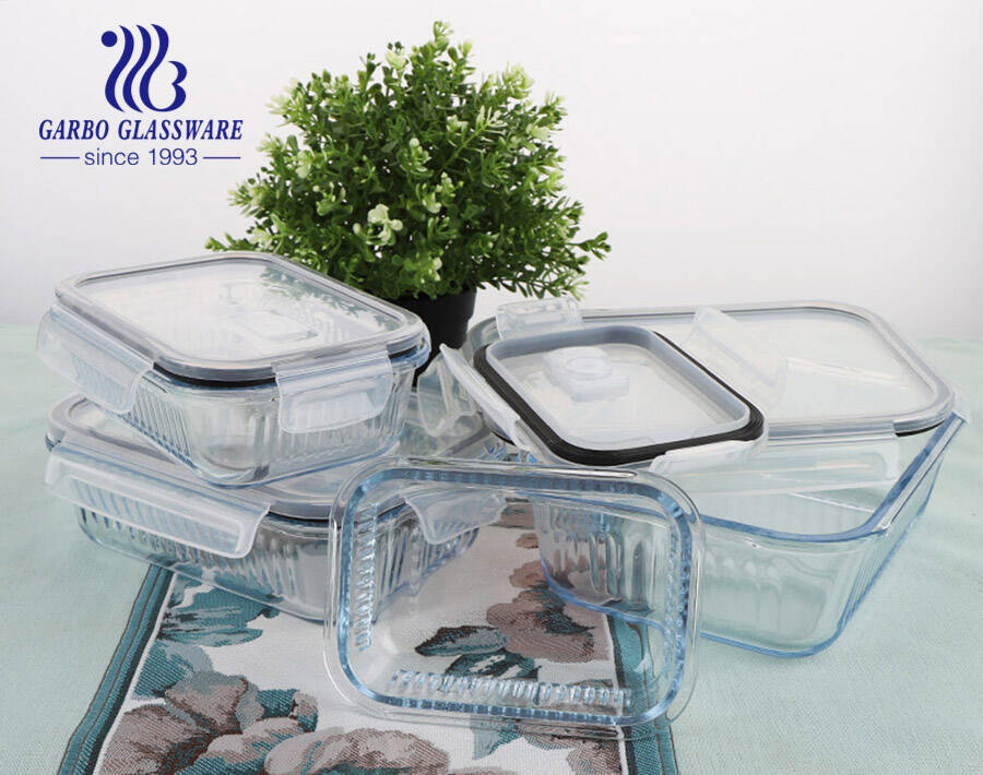 ECO-Friendly Glass food container with lid glass lunch box microwavable lunch container sets