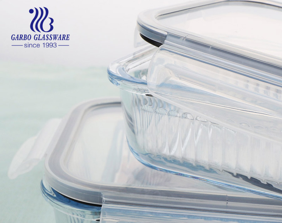 ECO-Friendly Glass food container with lid glass lunch box microwavable lunch container sets