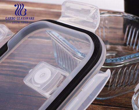 ECO-Friendly Glass food container with lid glass lunch box microwavable lunch container sets