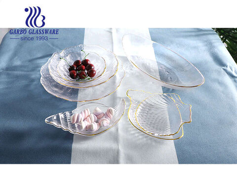 10'' Klarglasplatte mit Goldrand Bordüre für eleganten Desserttisch Servierpartys Heavy Duty Recycle Glasplatte für Geburtstagsfeier Hochzeiten lebensmittelecht