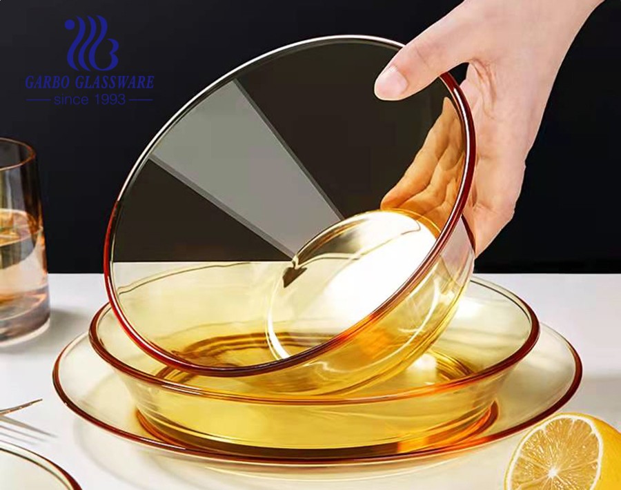 7.5 inches bakeware amber color home use baking dish round-shaped high quality borosilicate baking pan