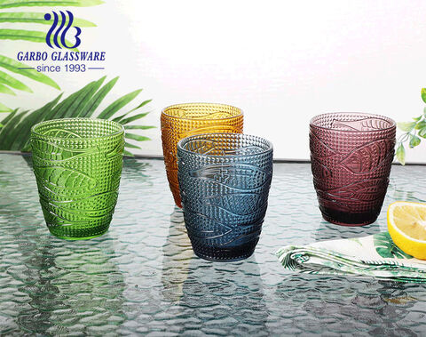 Vasos de vidrio con diseño de coco de alta calidad de 300ml para beber agua y jugo