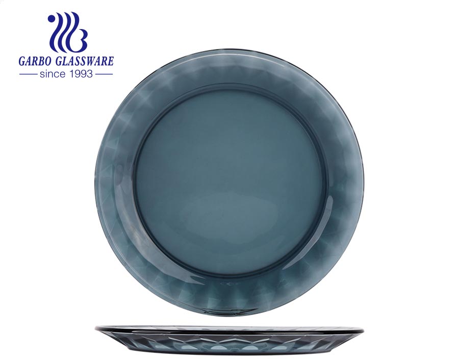 neues Design blaue einfarbige Glasplatten für Heimrestaurant-Geschirr-Abendessen