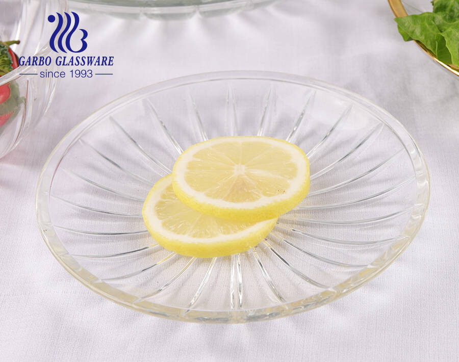 Luxury Wholesale Bulk Charger Glass Plate With Gold Rim Edge And H Shape Glass Plate For Fruit Salad Breakfast Sandwich Service