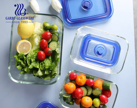 KOMUEE 5 Contenitori Per Pasti In Vetro A 3 Scomparti – Bento Box Con Coperchi Ermetici – Adatti A Microonde, Forno, Freezer – Controllo Porzioni