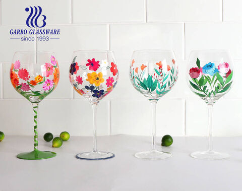 Luxury and fancy hand painted artwork wine glass cup