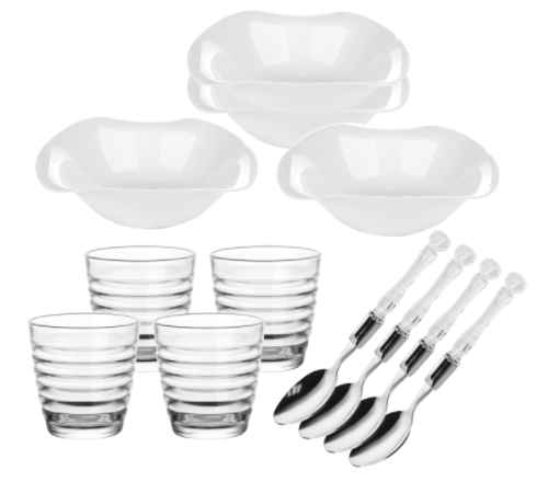 Garbo Hot Selling Dinner Set with Opal Glassware, Glass cups and Cutlery