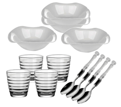 Garbo Hot Selling Dinner Set with Opal Glassware, Glass cups and Cutlery