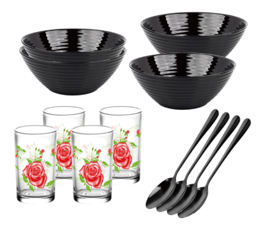 Garbo Hot Selling Dinner Set with Opal Glassware, Glass cups and Cutlery