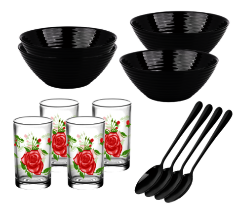 Service de table Garbo Hot Selling avec verrerie opale, tasses en verre et couverts