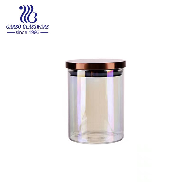 Luxury Food Storage Container Customized Glass Jars with Bamboo Lids for Kitchen Stack.