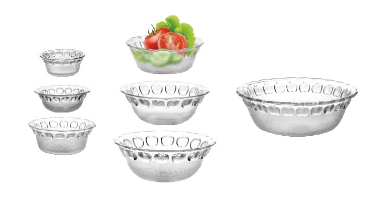 STOCKED 5 size classic apple shape glass bowl