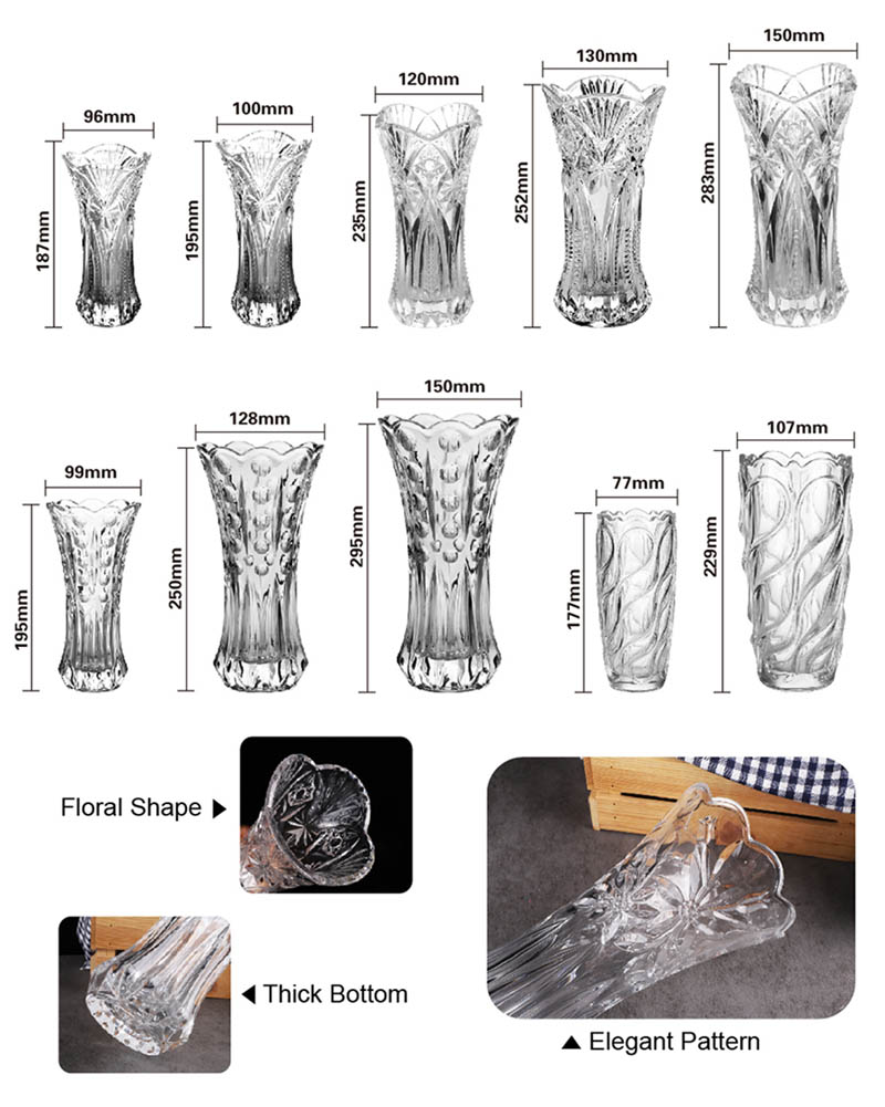 Factory wholesale tulip design glass vase for decor