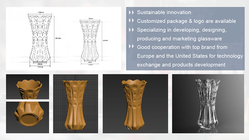 Fabrik Großhandel Tulpe Design Glasvase für Dekor