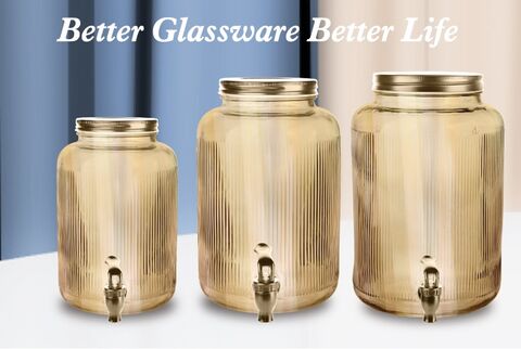 Latest global popular ribbed glass beverage dispensers from Garbo Glassware